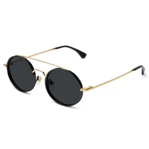 9Five 50-50 Black & 24K Gold Sunglasses