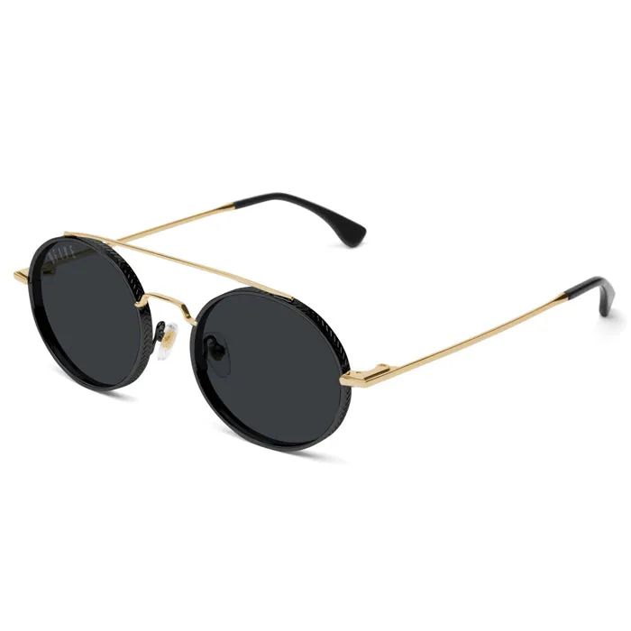 9Five 50-50 Black & 24K Gold Sunglasses