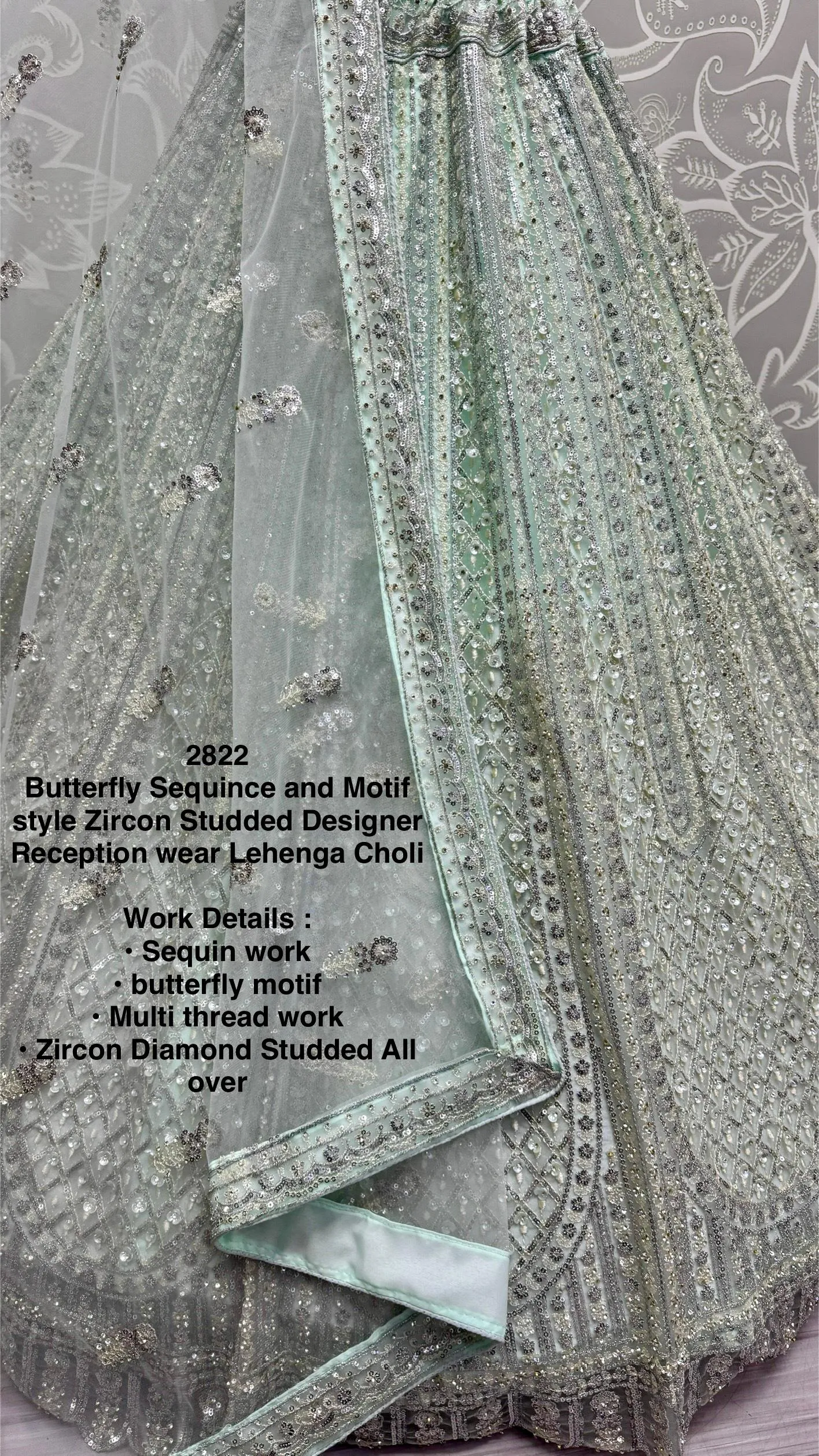 Aqua Sky Colour Wedding Designer Heavy Net Multi Thread work Dori Embroidery with Fancy Dupatta Bridal Lehenga Choli