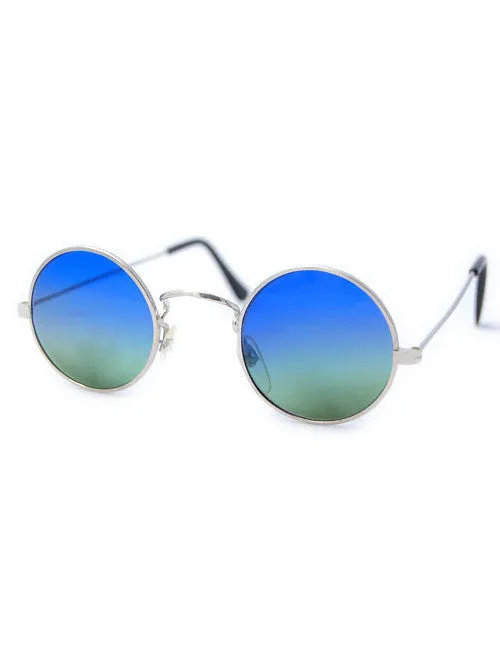BRIGHT Silver Round Sunglasses