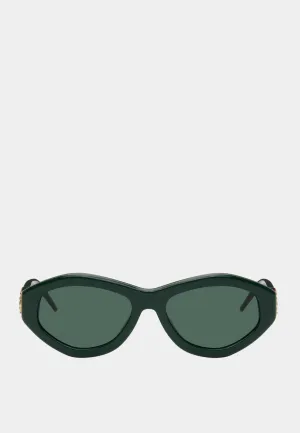 Casablanca Gold Plated Monogram Plaque Sunglasses Green