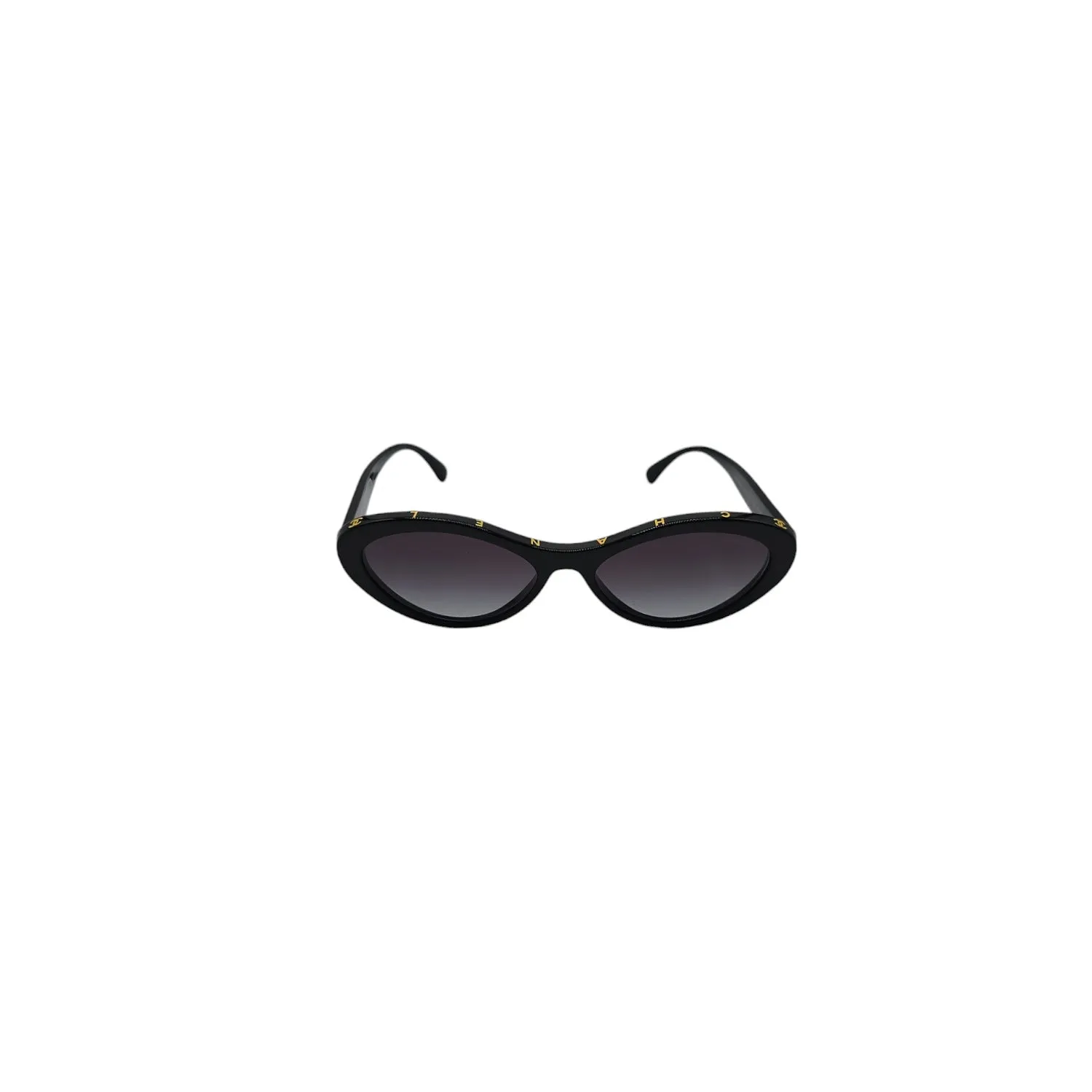 Chanel 5416 Black and Gold Oval Sunglasses