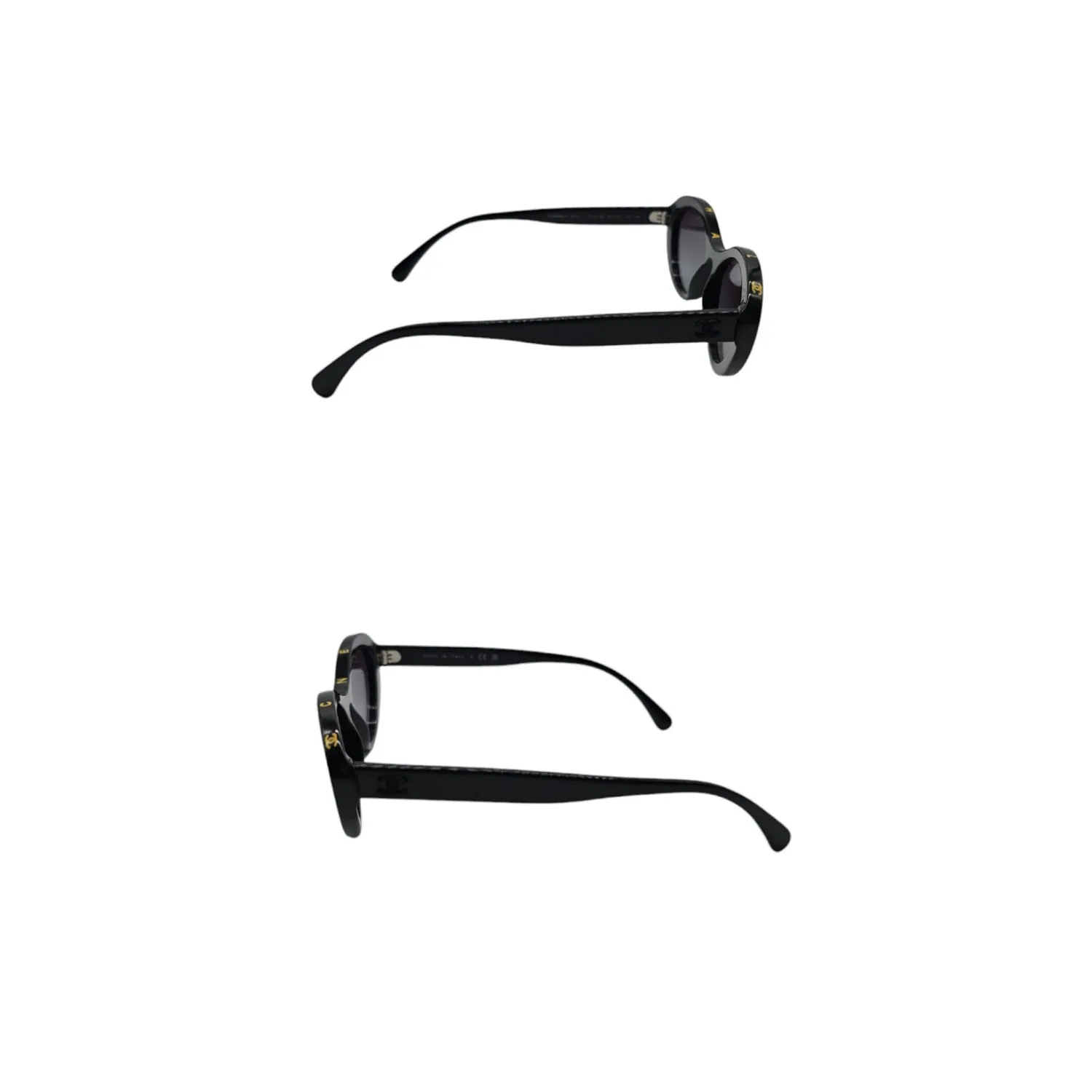 Chanel 5416 Black and Gold Oval Sunglasses