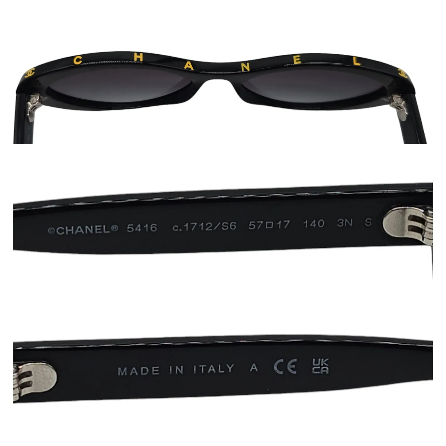 Chanel 5416 Black and Gold Oval Sunglasses