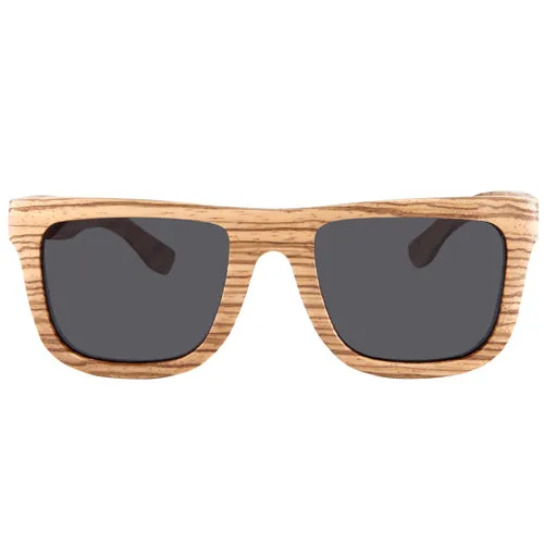 Classic Style Zebrawood Sunglasses  UV 400 Protection Lens Rectangle Frame Flat