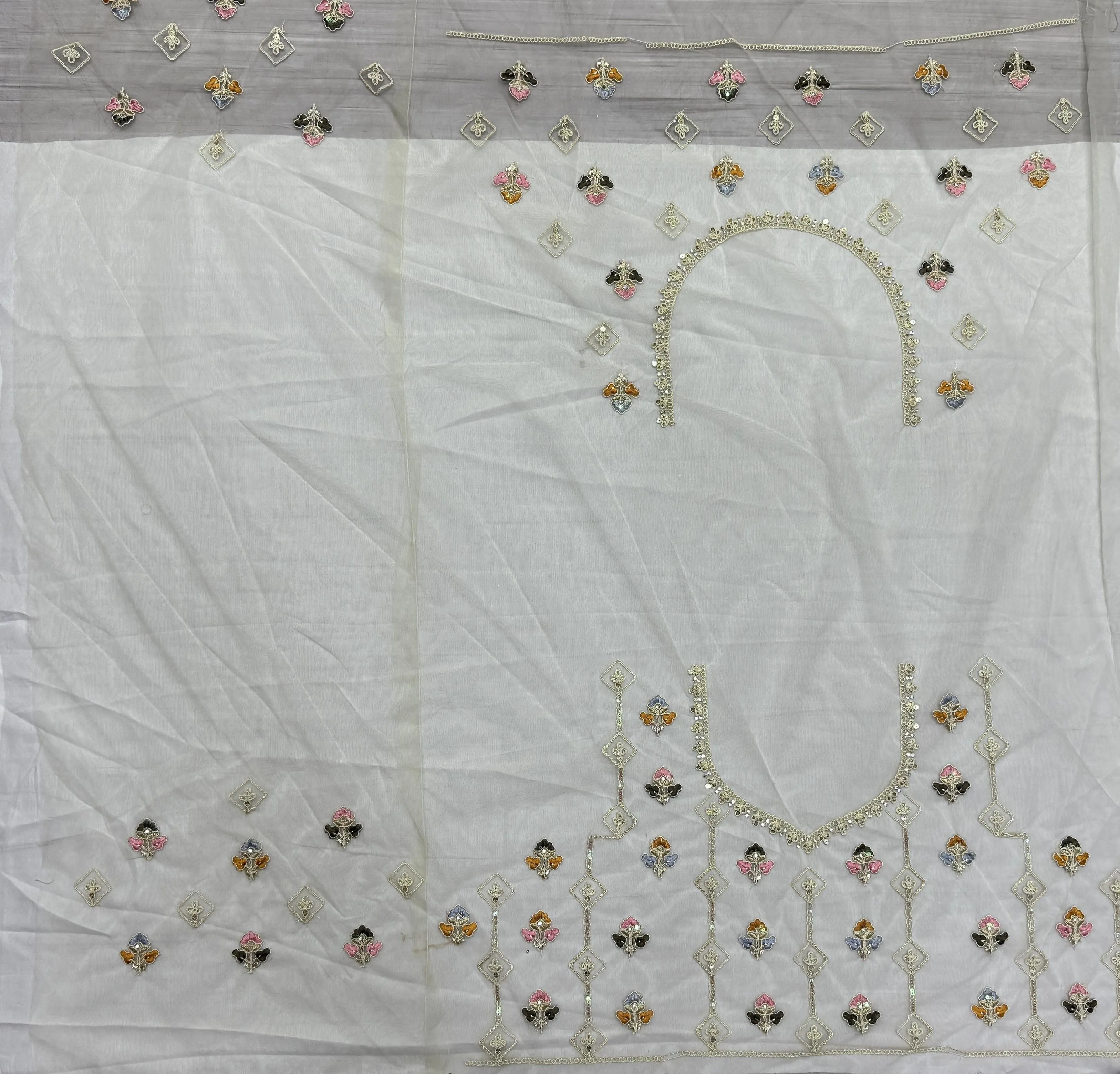 Cream Colour Wedding Designer Heavy Net Multi Thread work Dori Embroidery with Fancy Dupatta Bridal Lehenga Choli