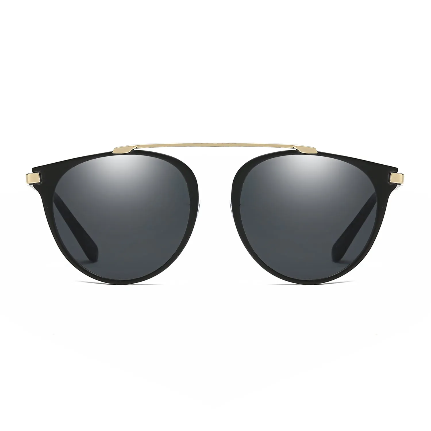 FRISCO | Modern Horn Rimmed Metal Frame Round Sunglasses