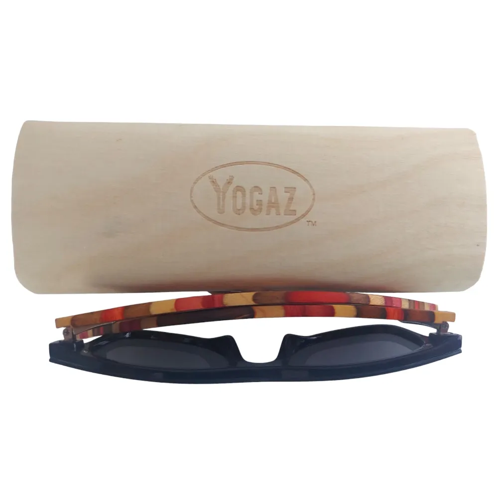 Handcrafted Bamboo Sunglasses with Maroon Stripe Polarized UV400 Lenses