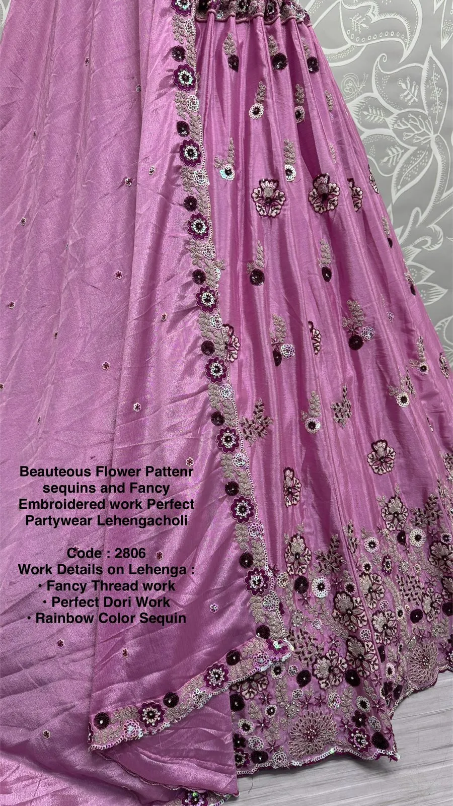 Lilac Grape Bridal Silk Lehenga with Khatali Handwork on Pastel Color Pure base Fabric Crafted Designer Partywear Lehenga choli