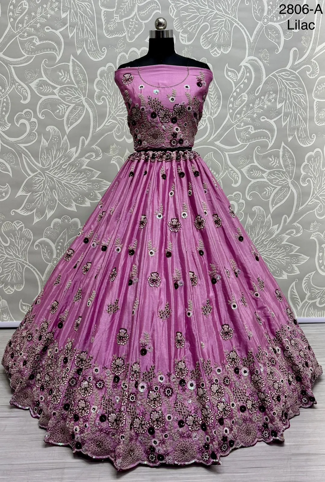 Lilac Grape Bridal Silk Lehenga with Khatali Handwork on Pastel Color Pure base Fabric Crafted Designer Partywear Lehenga choli