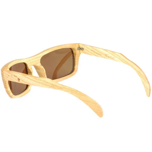 Maple Wood Sunglasses UV 400 Protection Lens Rectangle Dome Frame