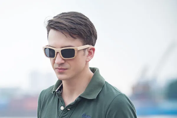 Maple Wood Sunglasses UV 400 Protection Lens Rectangle Dome Frame