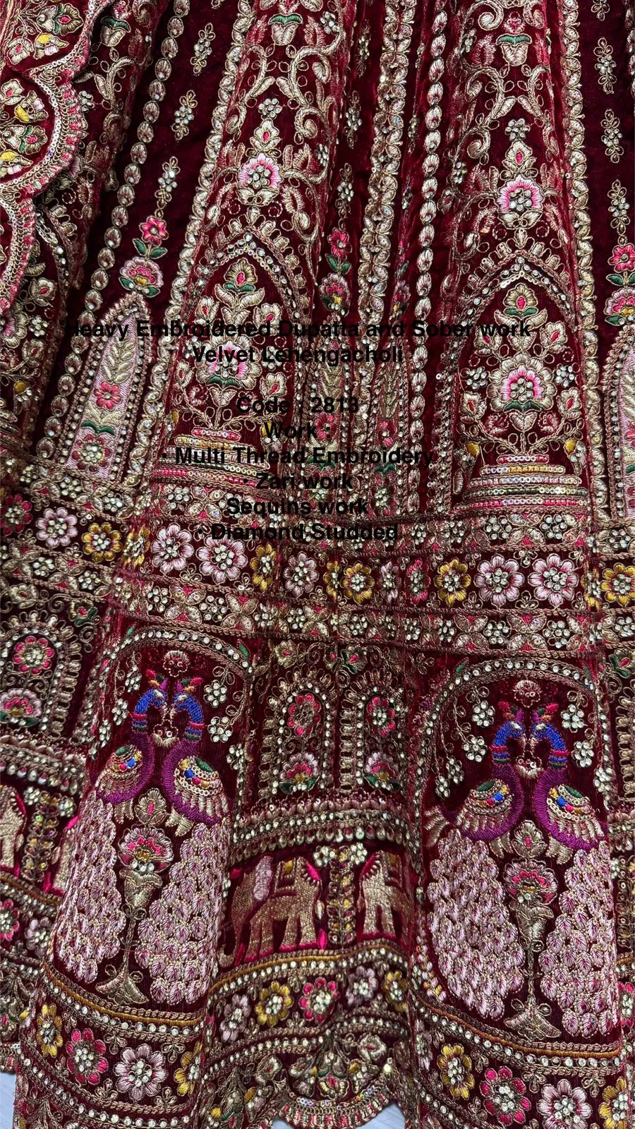 Maroon Colour Bridal Silk Lehenga with Khatali Handwork on Pastel Color Pure base Fabric Crafted Designer Partywear Lehenga Choli
