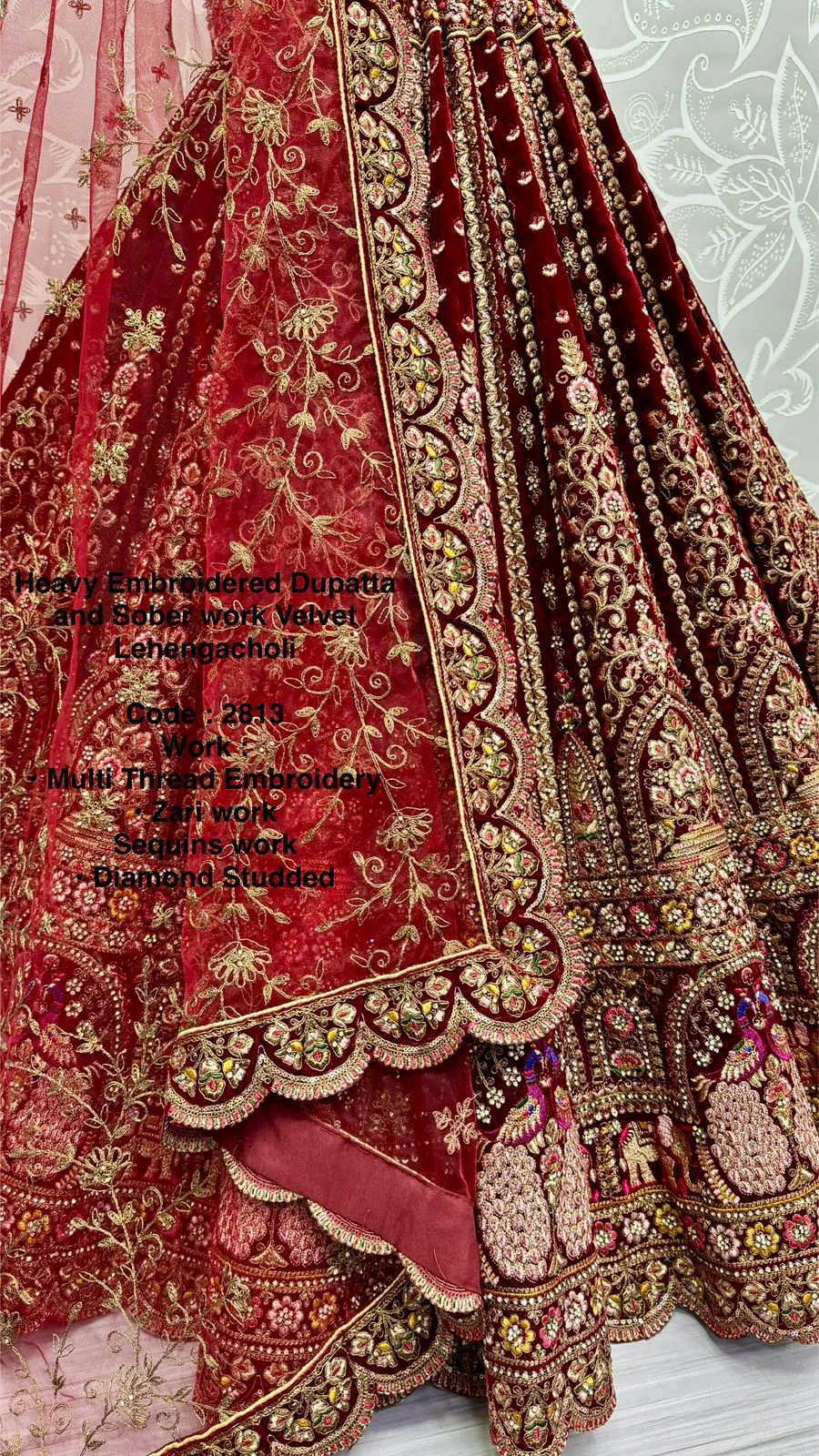 Maroon Colour Bridal Silk Lehenga with Khatali Handwork on Pastel Color Pure base Fabric Crafted Designer Partywear Lehenga Choli