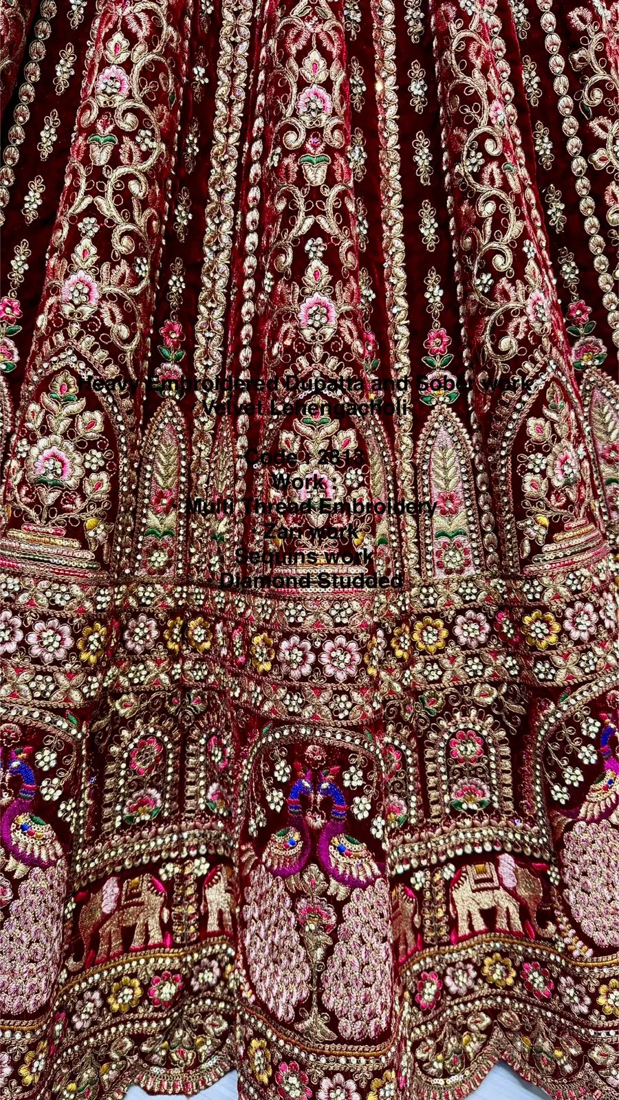 Maroon Colour Bridal Silk Lehenga with Khatali Handwork on Pastel Color Pure base Fabric Crafted Designer Partywear Lehenga Choli