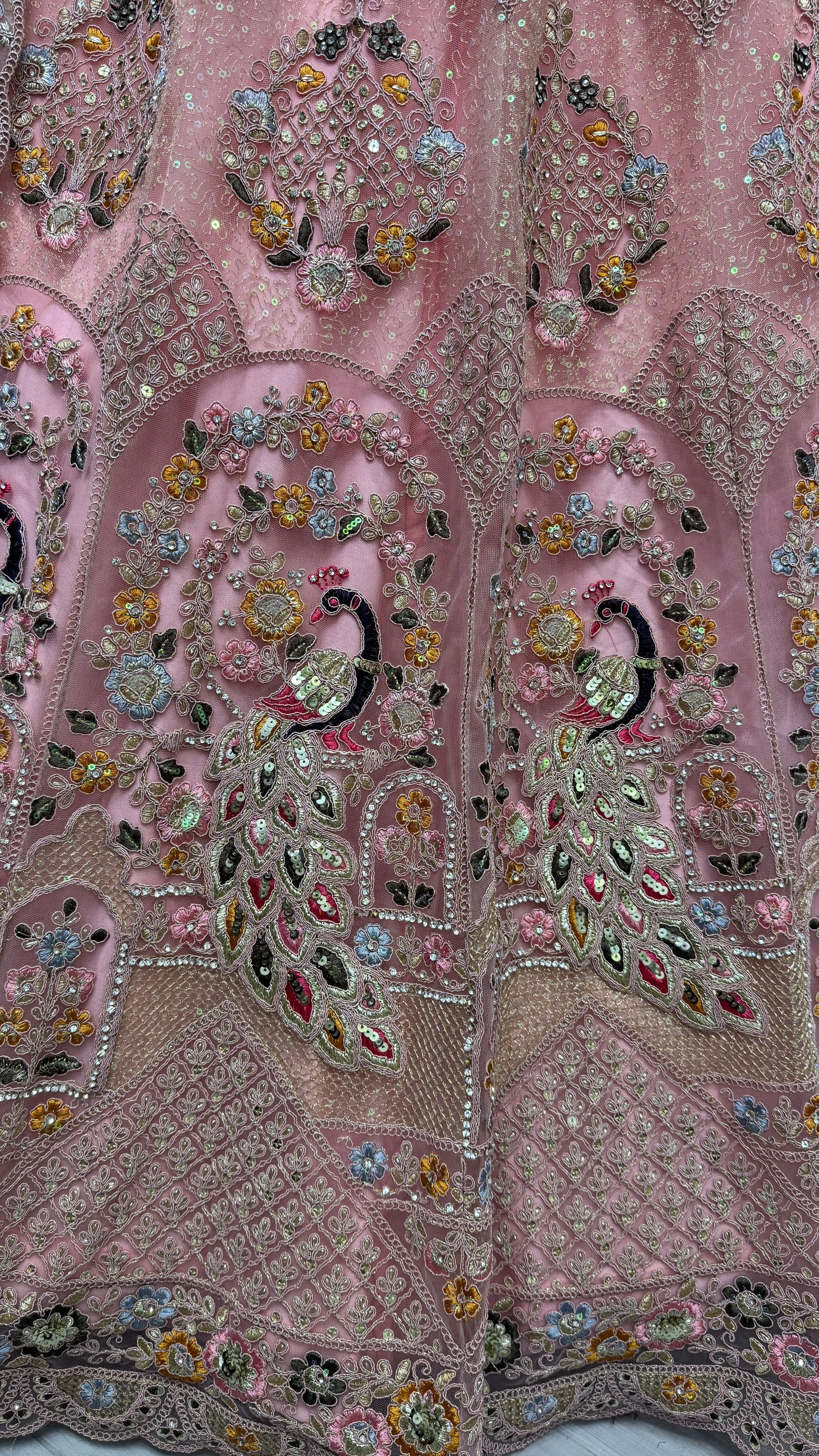 Peach Colour Wedding Designer Heavy Net Multi Thread work Dori Embroidery with Fancy Dupatta Bridal Lehenga Choli