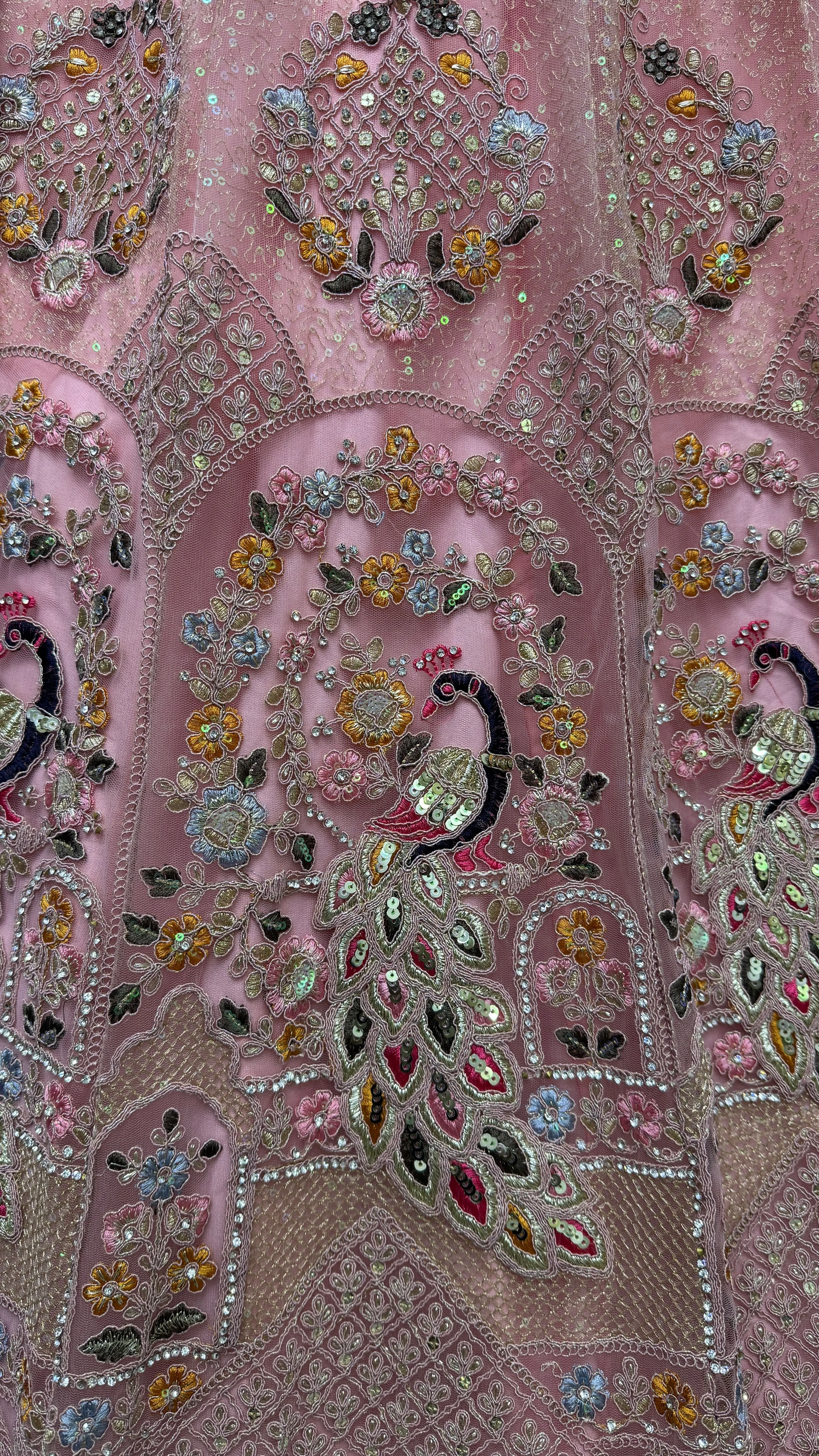 Peach Colour Wedding Designer Heavy Net Multi Thread work Dori Embroidery with Fancy Dupatta Bridal Lehenga Choli