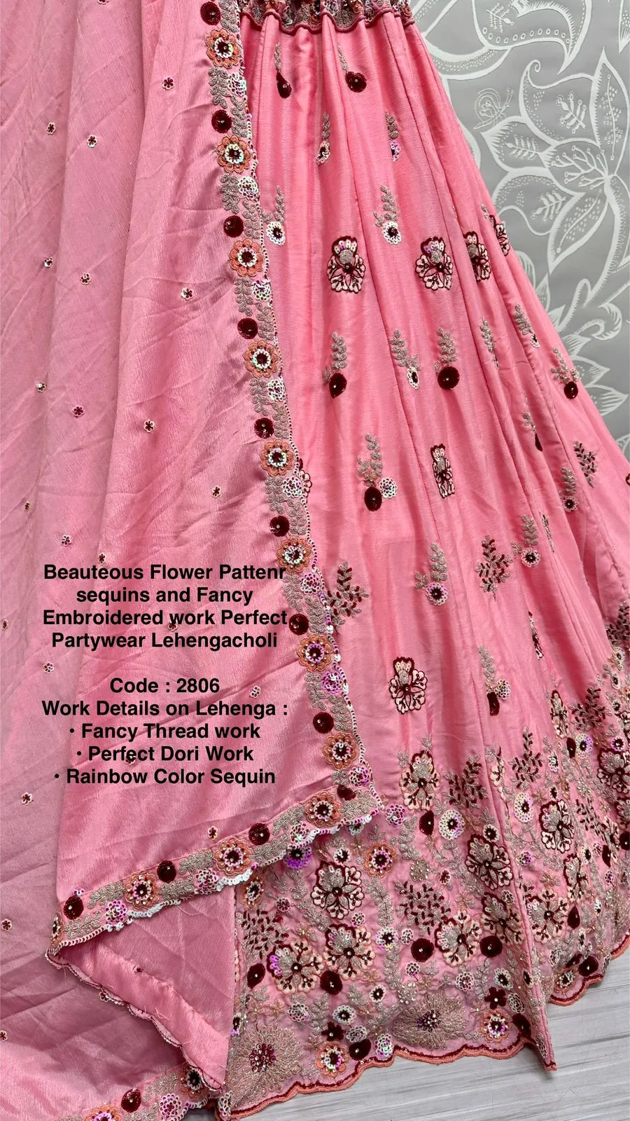 Peach Pink Colour Bridal Silk Lehenga with Khatali Handwork on Pastel Color Pure base Fabric Crafted Designer Partywear Lehenga choli