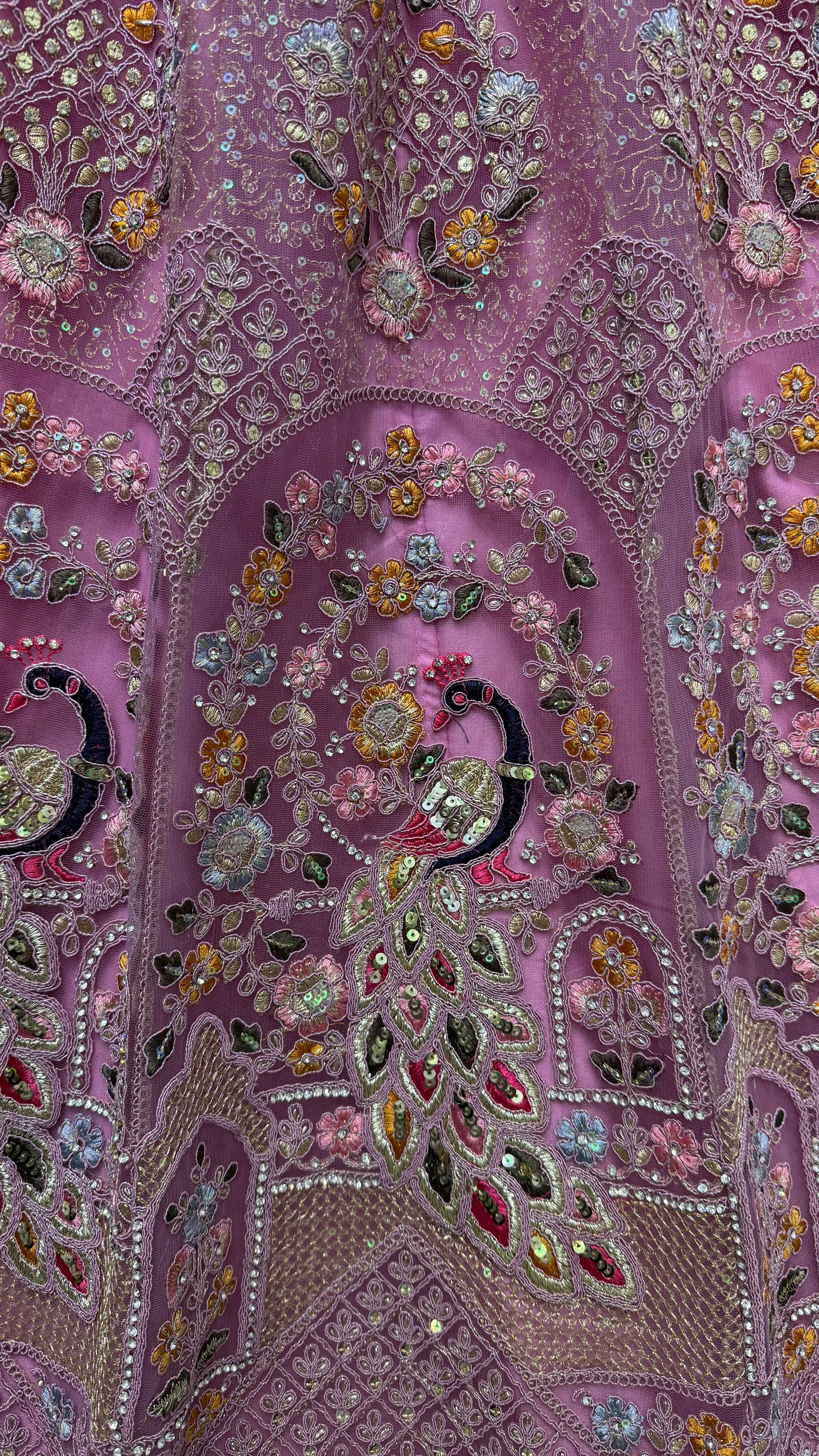 Pink Colour Wedding Designer Heavy Net Multi Thread work Dori Embroidery with Fancy Dupatta Bridal Lehenga Choli