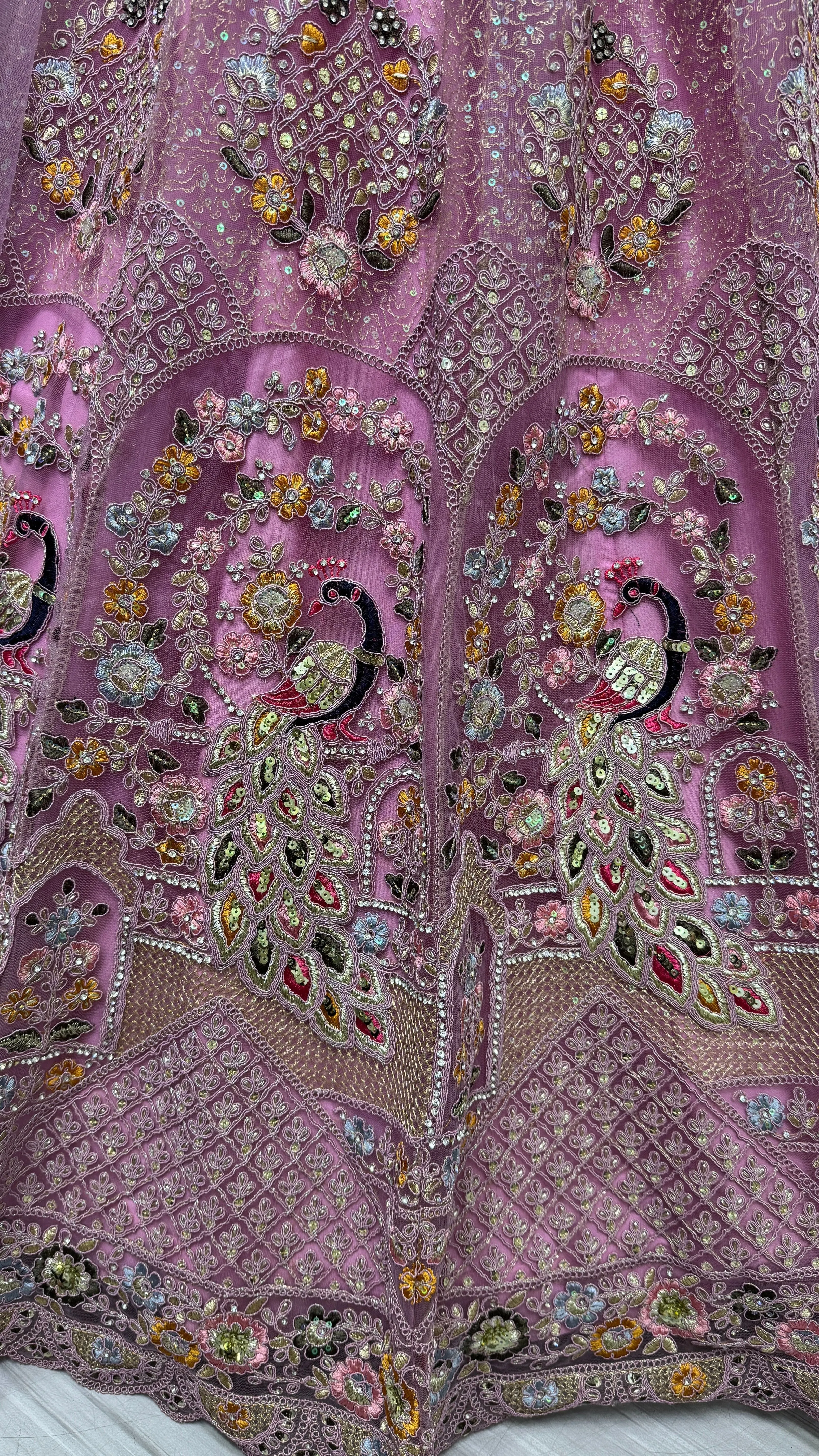 Pink Colour Wedding Designer Heavy Net Multi Thread work Dori Embroidery with Fancy Dupatta Bridal Lehenga Choli
