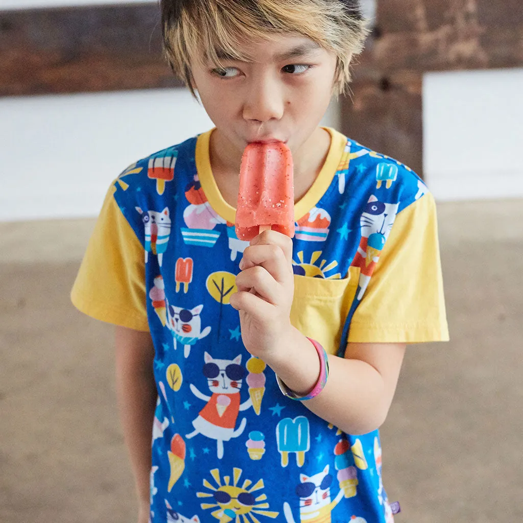 "We All Meow for Ice Cream" Cats Short Sleeve Pocket Tee