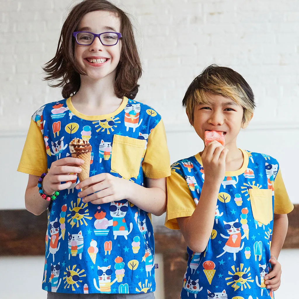 "We All Meow for Ice Cream" Cats Short Sleeve Pocket Tee