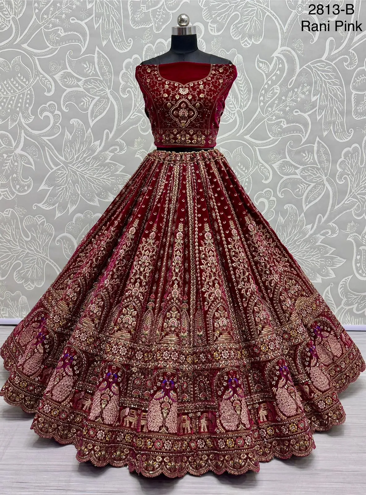 Rani Pink Colour Bridal Silk Lehenga with Khatali Handwork on Pastel Color Pure base Fabric Crafted Designer Partywear Lehenga Choli