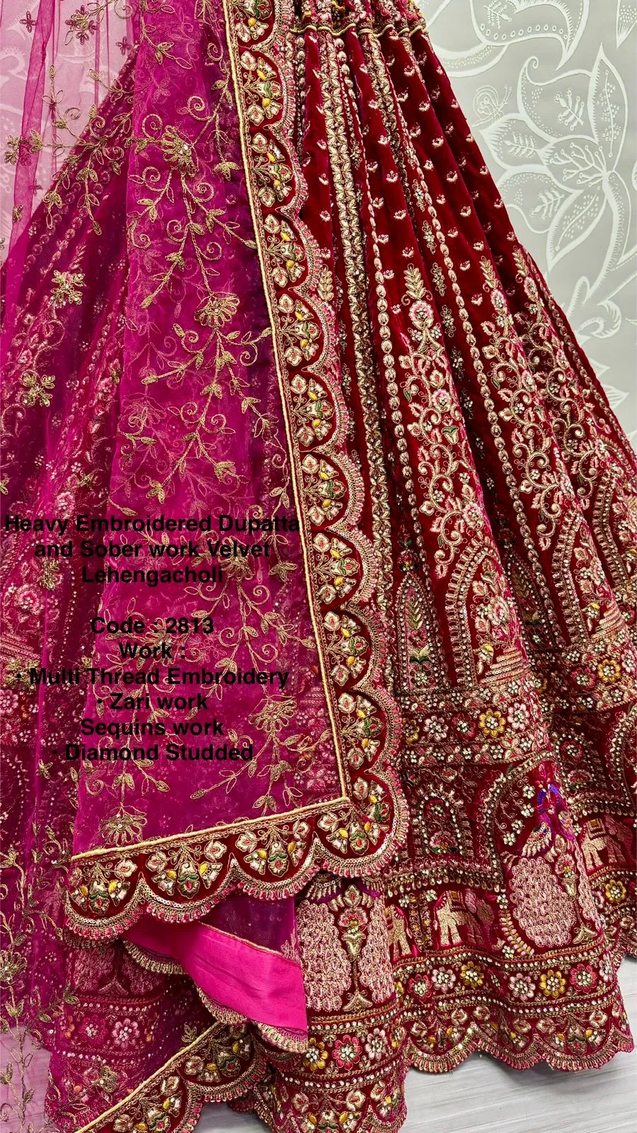 Rani Pink Colour Bridal Silk Lehenga with Khatali Handwork on Pastel Color Pure base Fabric Crafted Designer Partywear Lehenga Choli