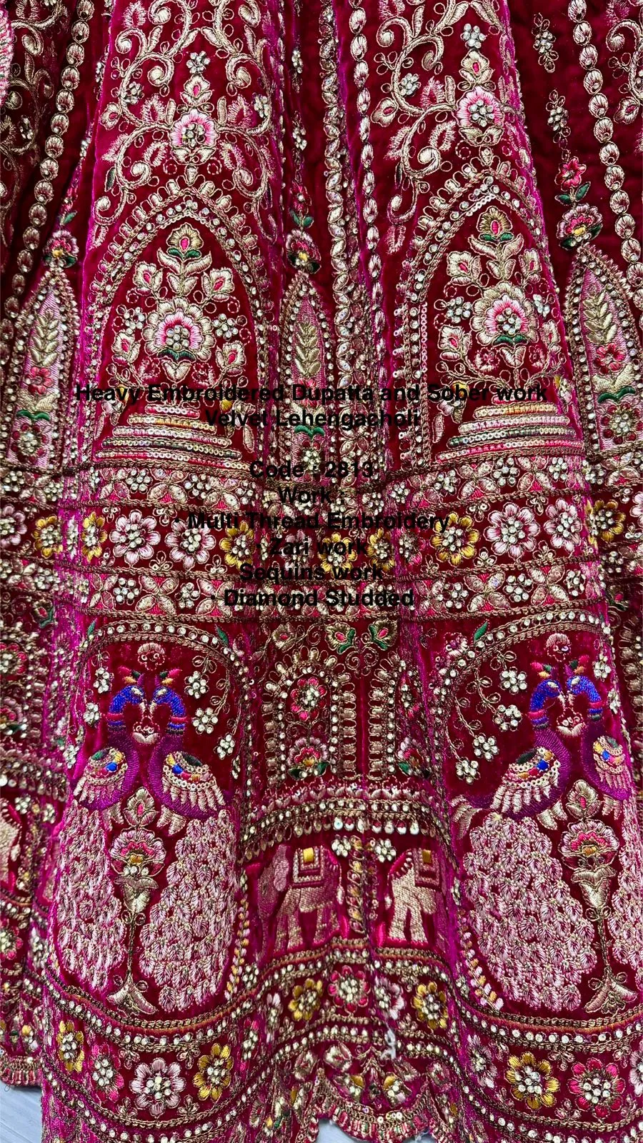 Rani Pink Colour Bridal Silk Lehenga with Khatali Handwork on Pastel Color Pure base Fabric Crafted Designer Partywear Lehenga Choli