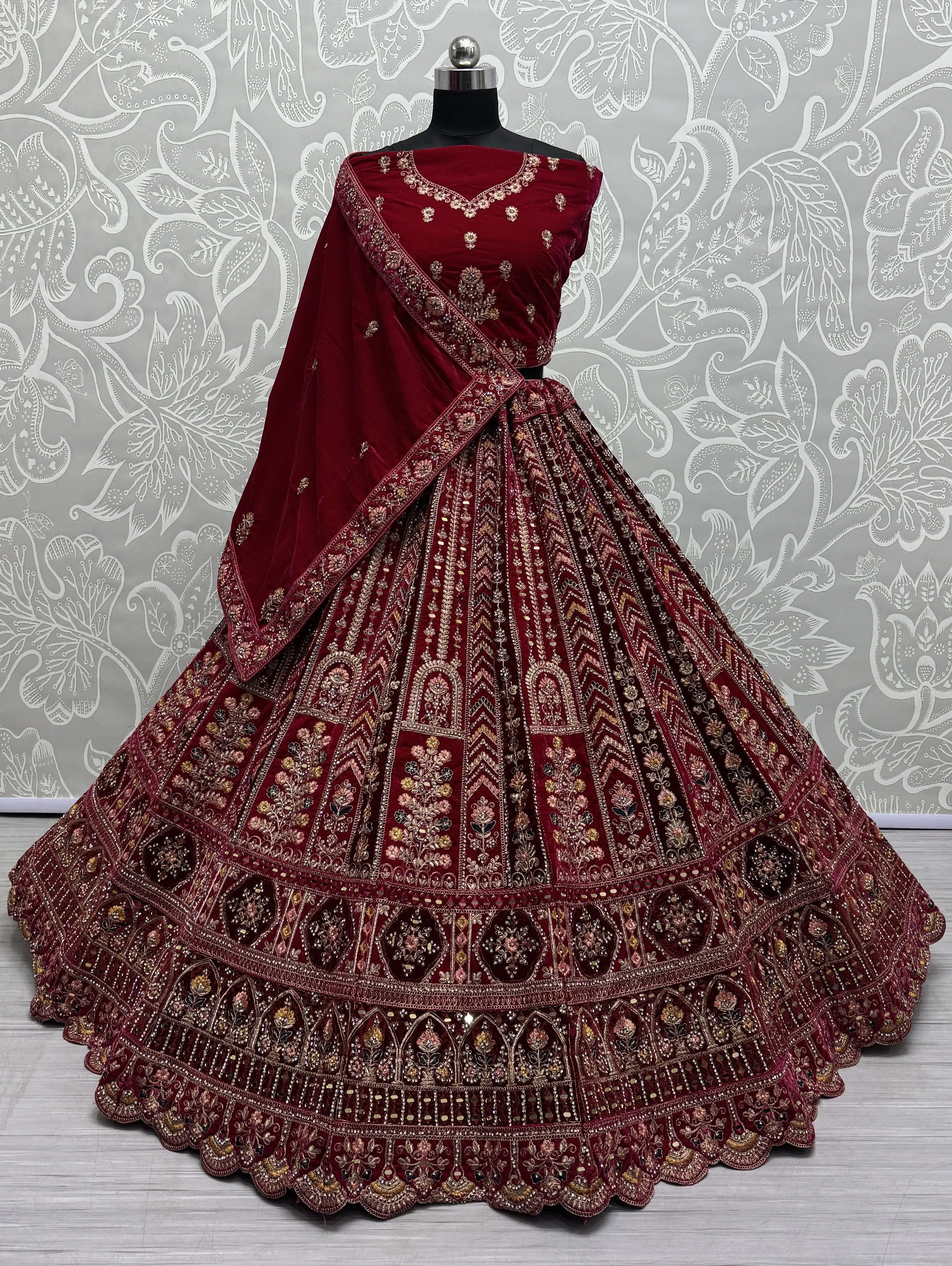 Rani Pink Colour Bridal Silk Lehenga with Real Handwork crafted Mirror work Multi Thread and Zari work Partywear Lehenga Choli