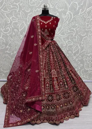 Rani Pink Colour Bridal Silk Lehenga with Real Handwork crafted Mirror work Multi Thread and Zari work Partywear Lehenga Choli