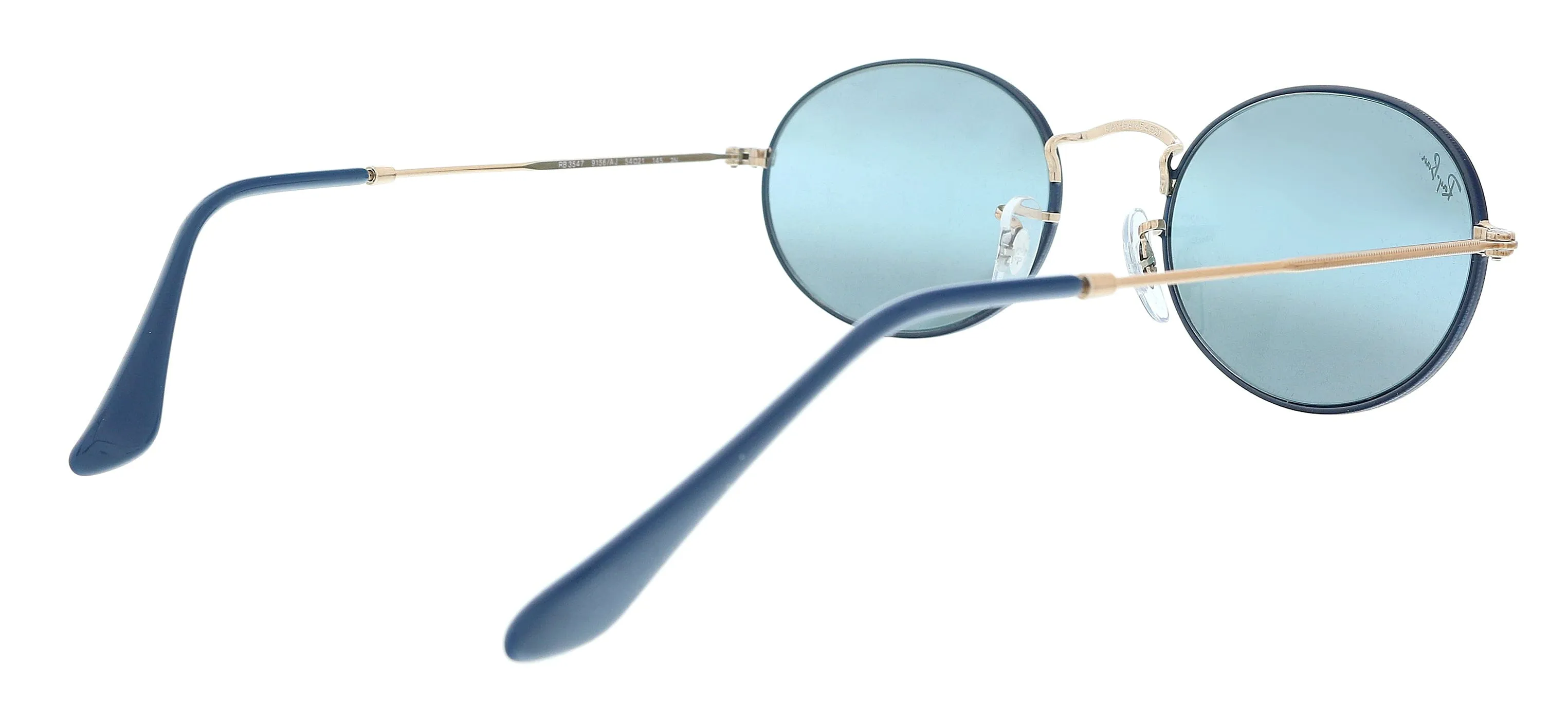 Ray-Ban 0RB3547 9156AJ Matte Dark Blue On Copper Oval Sunglasses
