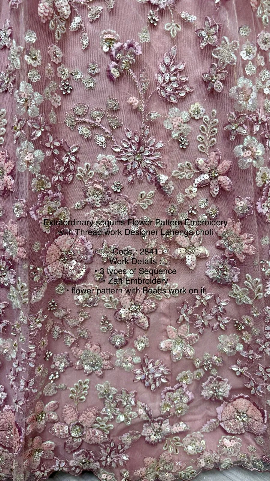 Rose Pink Heavy Soft Net Heavy Multi thread & Sequence work Wedding Bridal Lehenga Choli