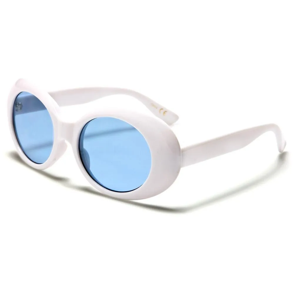 ROUND COLOR LENS WOMEN'S SUNGLASSES - P6368-WHITE-CO (COLOR:ORANGE & RED)
