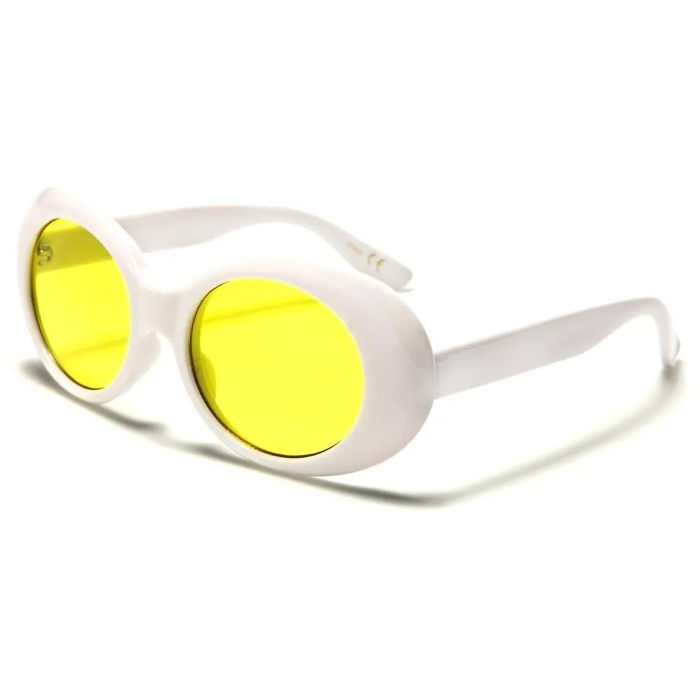 ROUND COLOR LENS WOMEN'S SUNGLASSES - P6368-WHITE-CO (COLOR:ORANGE & RED)