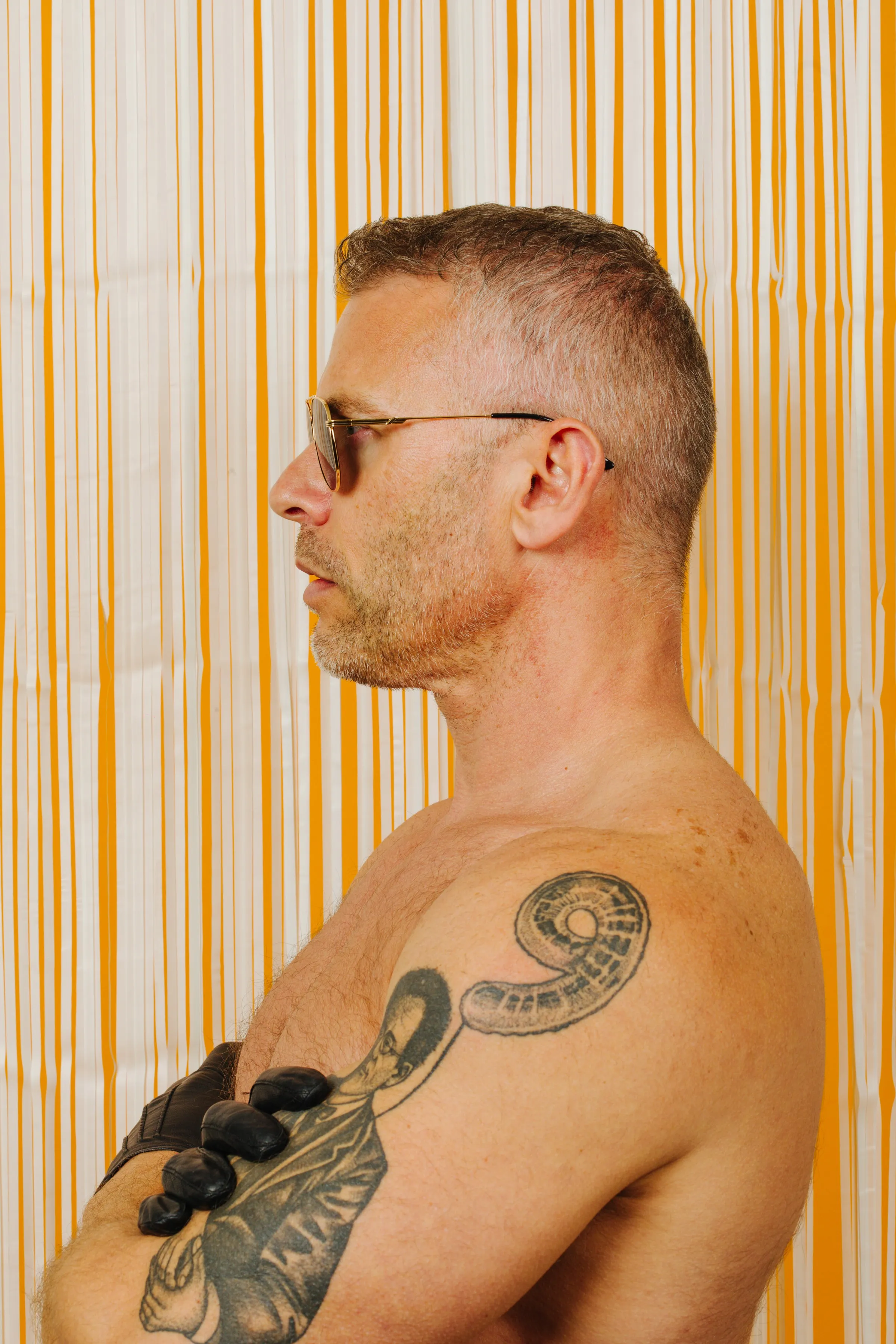 TOM OF FINLAND SUNGLASSES GOLD WITH BLACK LENSES